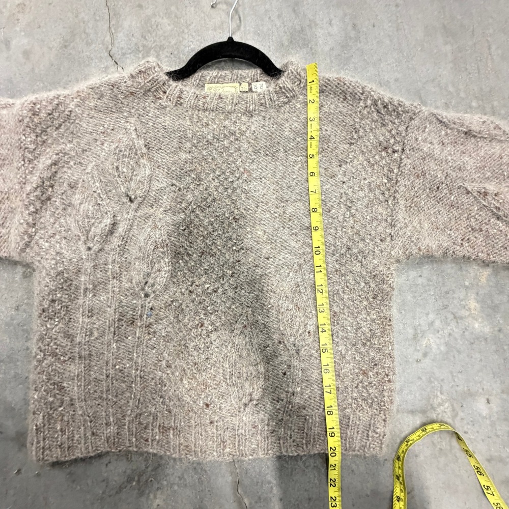 Gaeltarra Cable Knit Sweater Womens 38 Taupe Wool Mohair Ireland Vintage - Picture 7 of 7